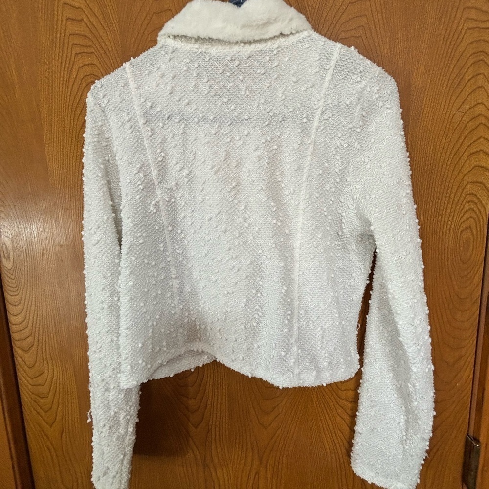 Knit Works plus size White Teddy Jacket Cozy Cropped Style - Picture 6 of 6